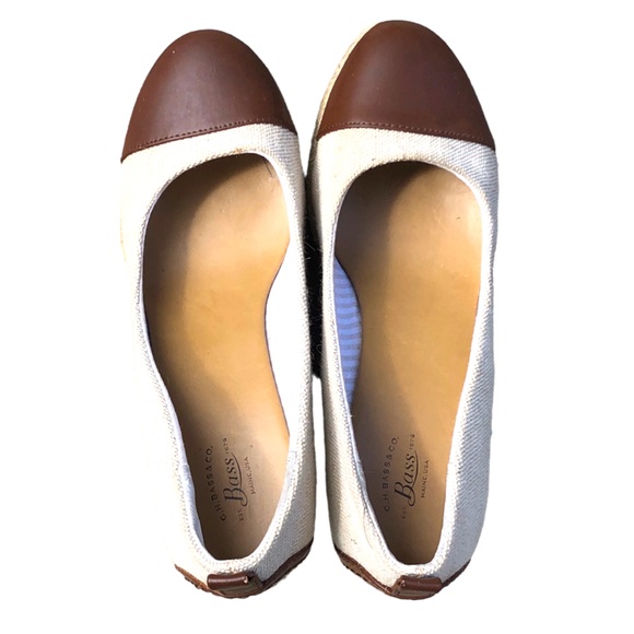 GH Bass Womens Kaitlyn Espadrille Wedge Heel Sz 8.5 M Ivory/Brown Shoes - Picture 4 of 15